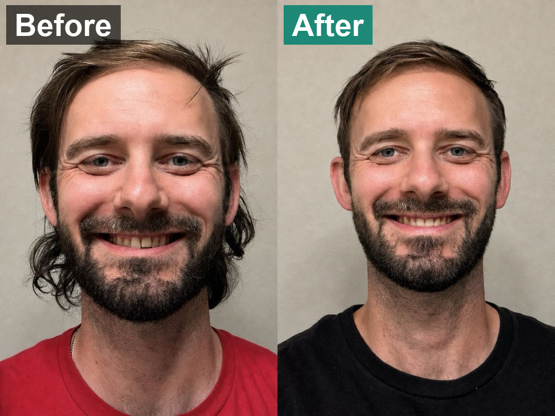 The smile, before and after 6.5 months