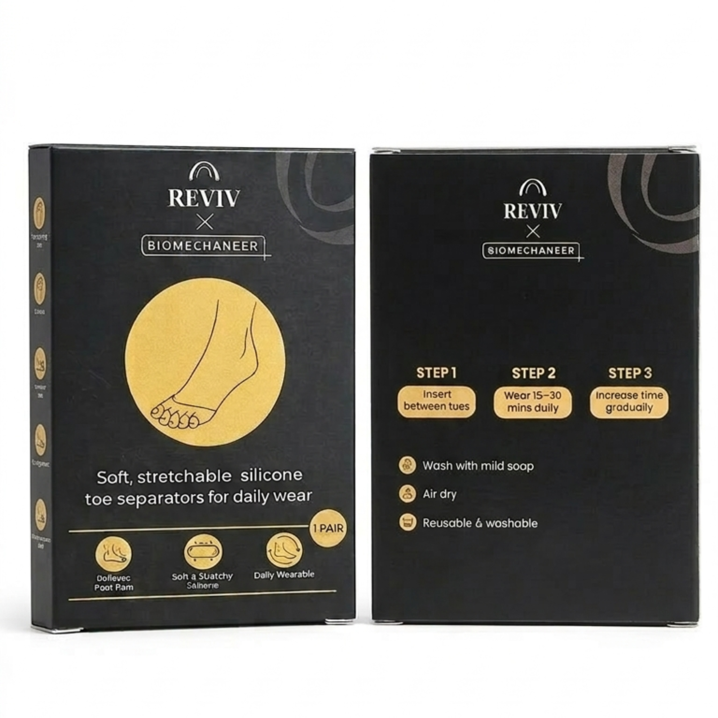 Reviv x Biomechaneer Toe separators, Soft Medical-Grade Silicone, 1 Pair