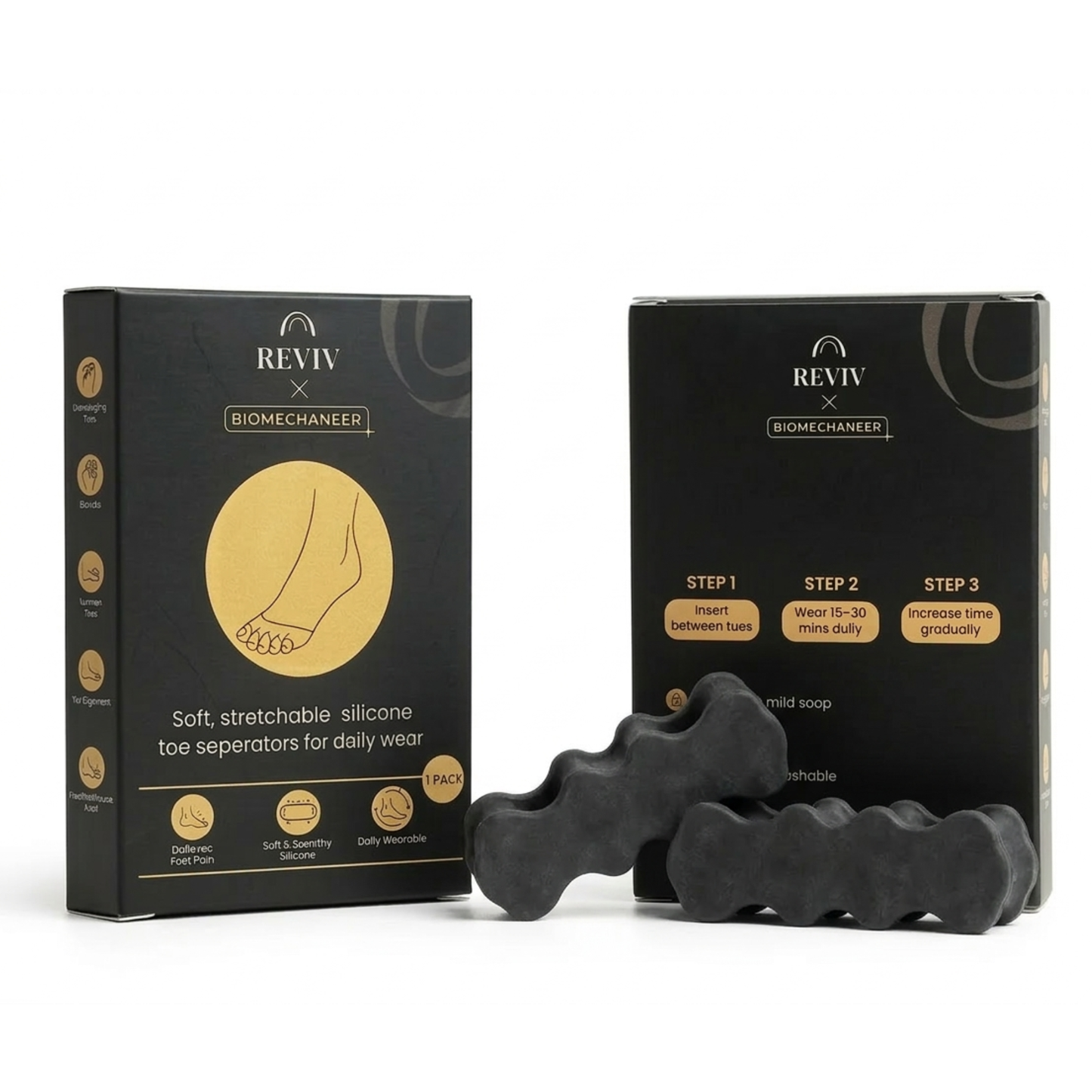 Reviv x Biomechaneer Toe separators, Soft Medical-Grade Silicone, 1 Pair